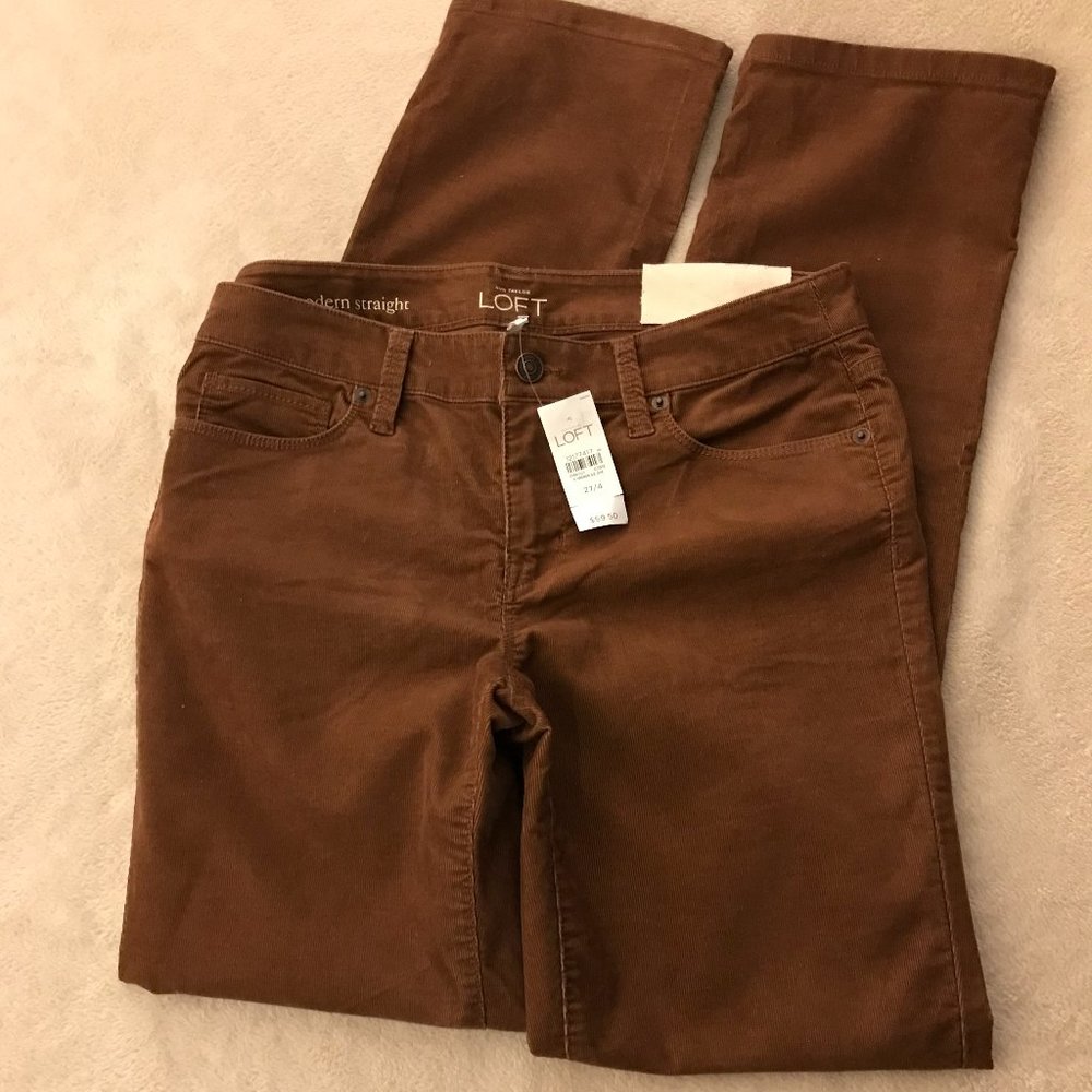 ANN TAYLOR LOFT Corduroy Jeans Size 27/4 in color Rust Brown